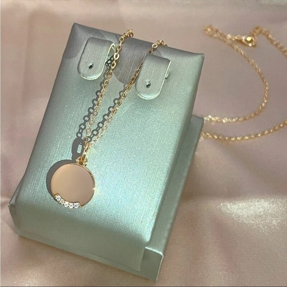 UNIQUE Micro Pave Inlay Round Drop Necklace - Picture 7 of 12